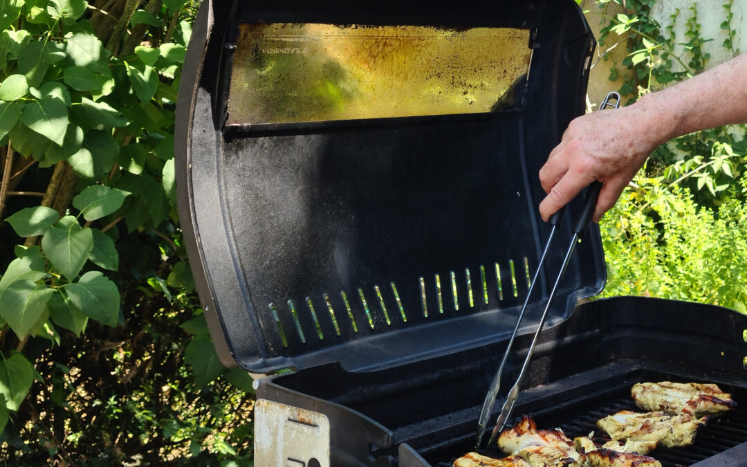 Meat grilling on a barbecue